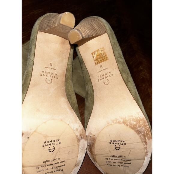 Etienne Aigner Simone Academia Preppy Scandi PeepToe Leather Booties Ankle Boots - Picture 5 of 7